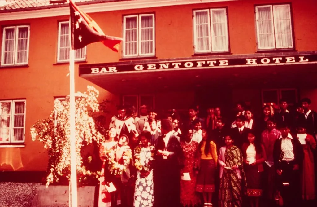 September 16, 1975 Celebrating Papua New Guinea's independence with people from Papua New Guinea (Denmark)