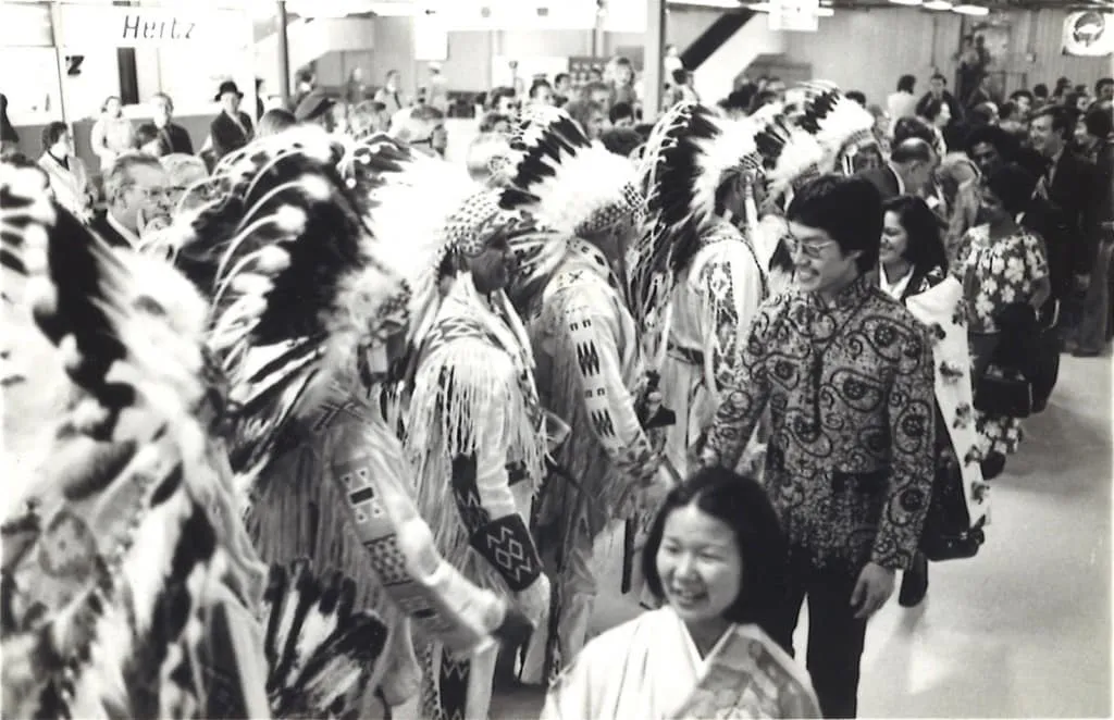 Welcomed by Canadian Indigenous chiefs at Calgary Airport